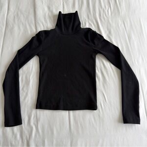 Zara Black Ribbed Turtleneck Top